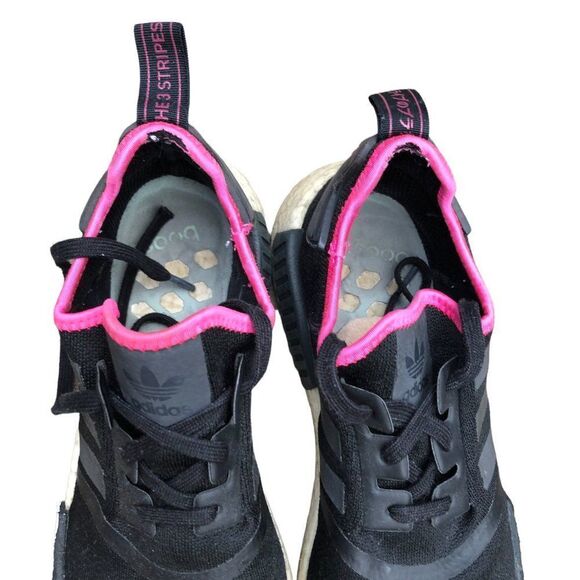 2019 Adidas NMD R1 Black Shock Pink Size 12 - Picture 15 of 16